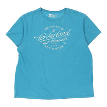  Timberland Spellout T-Shirt - Large Blue Cotton - Thrifted.com