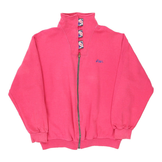 Asics Zip Up - XL Pink Cotton Blend - Thrifted.com