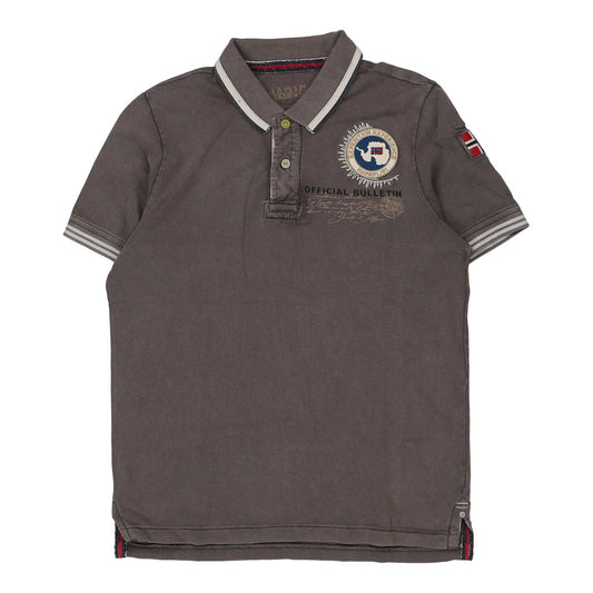 Vintage grey Napapijri Polo Shirt - mens large