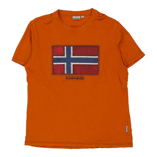 Vintage Napapijri T-Shirt - XL Orange Cotton