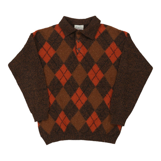 Vintage brown Shetland Wool Benetton Jumper - mens medium