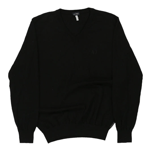 Vintage black Armani Jeans Jumper - mens medium