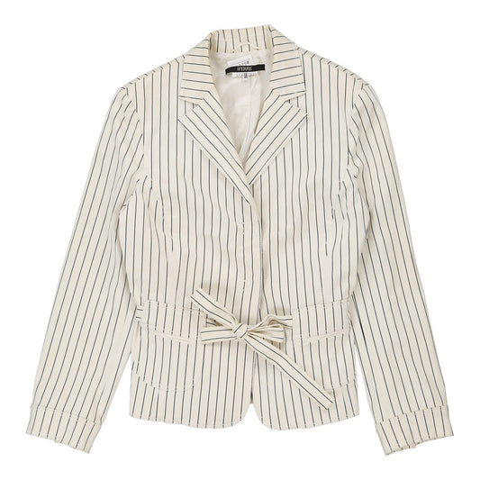 Vintage Ferre Striped Blazer - Medium White Cotton Blend