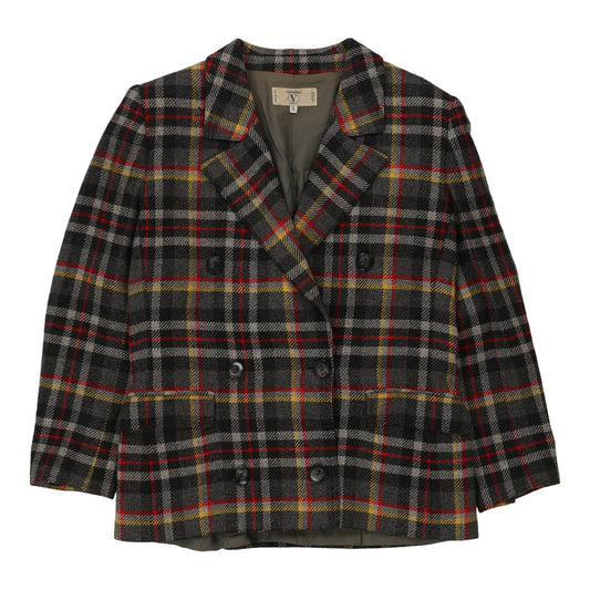 Vintage Valentino Checked Blazer - Medium Multicoloured Wool Blend
