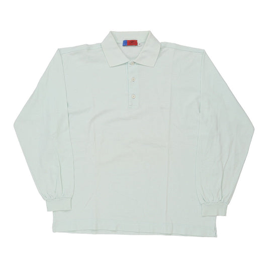 Vintage Ungaro Long Sleeve Polo Shirt - Medium Blue Cotton