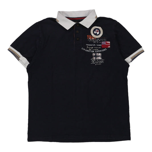 Vintage Napapijri Polo Shirt - XL Navy Cotton