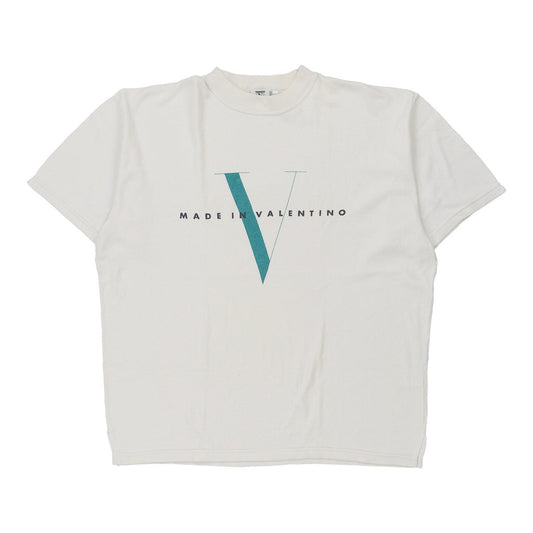 Vintage white Valentino T-Shirt - mens x-large