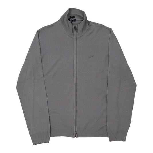 Vintage Armani Jeans Zip Up - XL Grey Virgin Wool