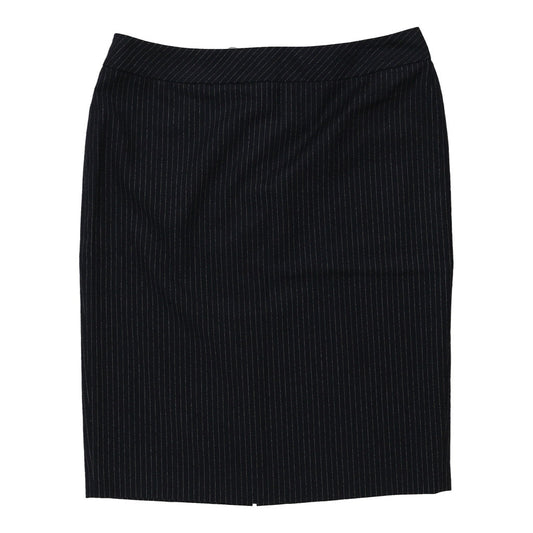 Vintage Les Copains Pinstripe Mini Skirt - 36W UK 14 Navy Virgin Wool