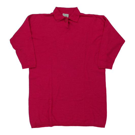 Vintage Benetton Collared Jumper Dress - XL Pink Wool