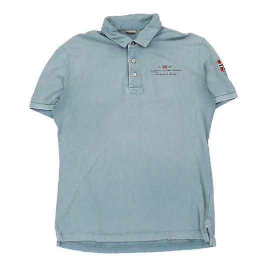 Vintage Napapijri Polo Shirt - XL Blue Cotton
