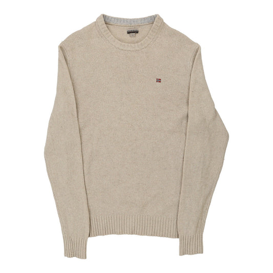 Vintage beige Napapijri Jumper - mens large