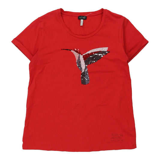 Vintage Armani Jeans T-Shirt - Medium Red Cotton