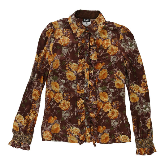Vintage Dolce & Gabbana Floral Patterned Shirt - Medium Multicoloured Silk