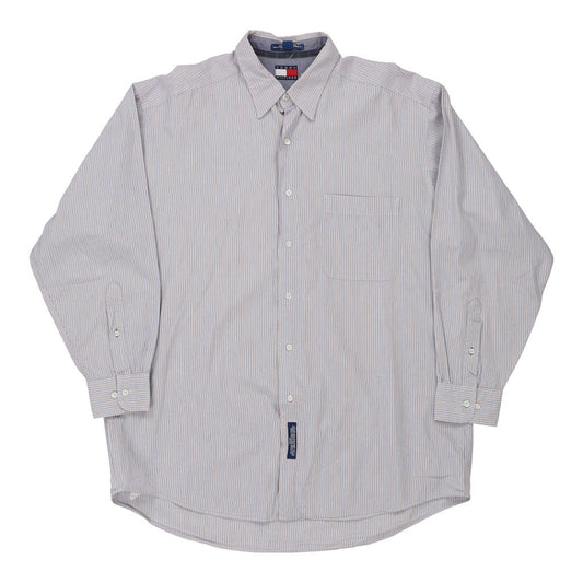 Vintage Tommy Hilfiger Striped Shirt - Large Blue Cotton