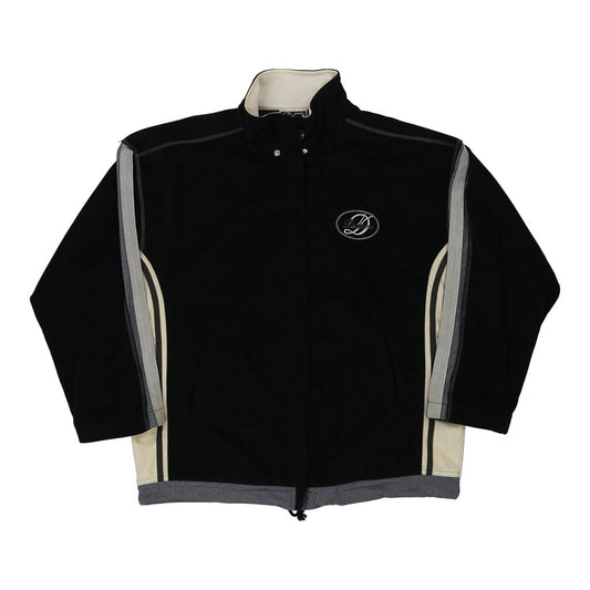 Vintage Diadora Oversized Velour Track Jacket - Medium Black Polyester