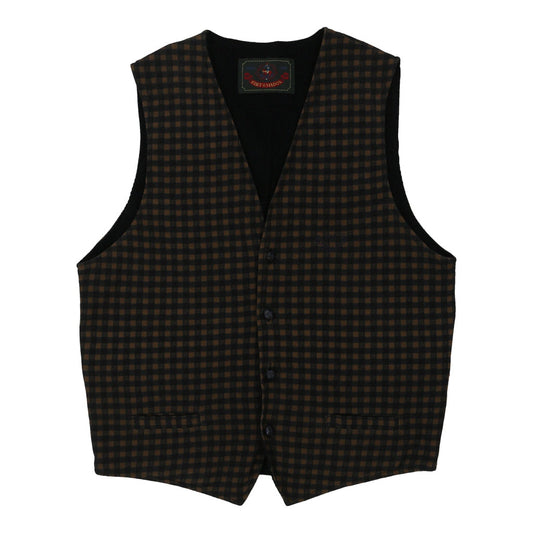 Vintage Fort & Madox Checked Waistcoat - Large Brown Cotton