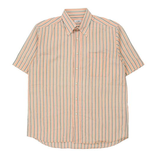 Vintage Cassera Striped Short Sleeve Shirt - Large Orange Cotton
