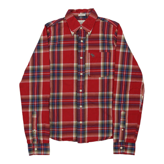 Vintage Muscle Fit Abercrombie & Fitch Checked Shirt - Small Red Cotton