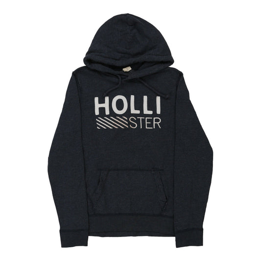 Vintage Hollister Spellout Hoodie - Small Navy Cotton