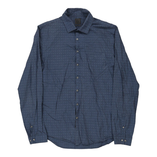 Vintage Calvin Klein Patterned Shirt - Large Blue Cotton