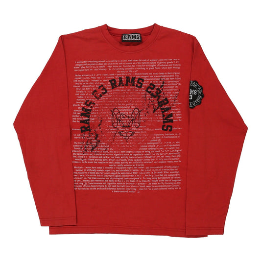 Vintage Rams Graphic Long Sleeve T-Shirt - XL Red Cotton Blend