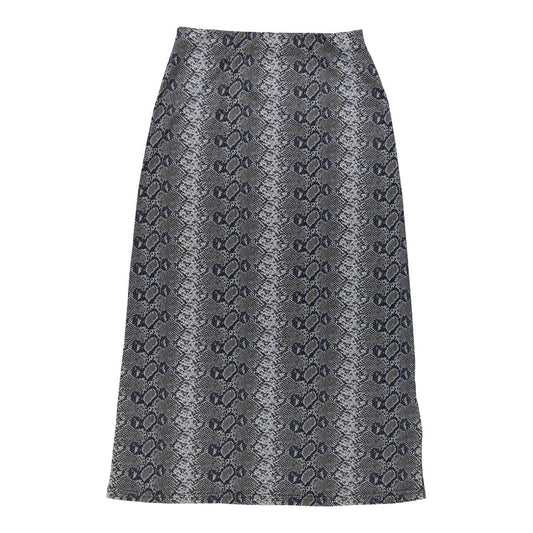 Vintage Cellophane Animal print Midi Skirt - Medium Blue Polyester Blend