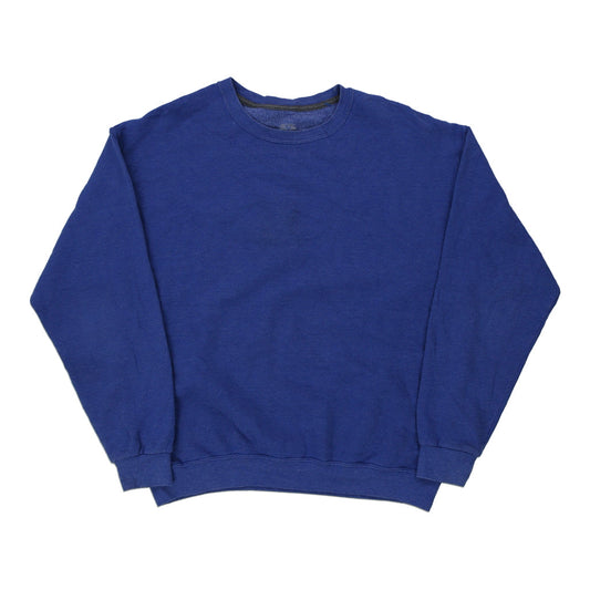 Vintage blue Blank Fruit Of The Loom Sweatshirt - mens large