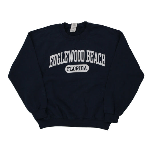 Vintage navy Englewood Beach Florida Gildan Sweatshirt - mens large