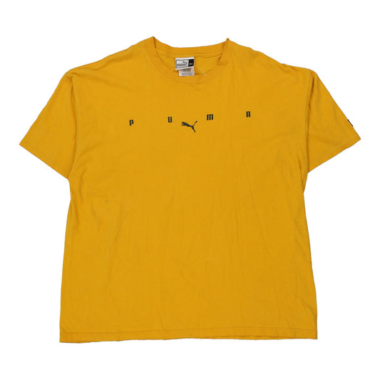 Vintage yellow Puma T-Shirt - mens x-large