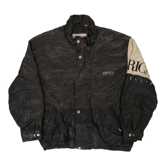 Vintage brown Perry Eliis Leather Jacket - mens x-large