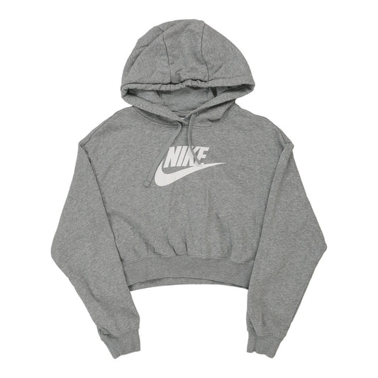 Vintage Nike Cropped Hoodie - XS Grey Cotton
