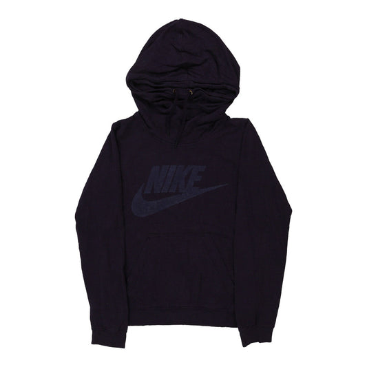 Vintage Nike Spellout Hoodie - Medium Navy Cotton