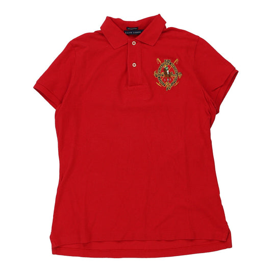 Vintage Ralph Lauren Embroidered Polo Shirt - Large Red Cotton