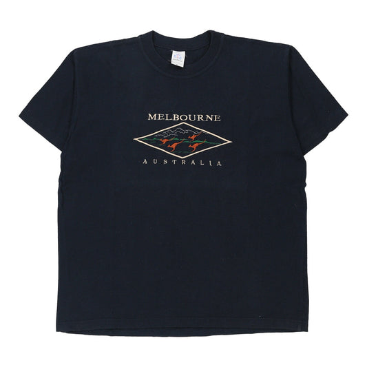 Vintage Melbourne Australia Down Under Graphic T-Shirt - XL Navy Cotton