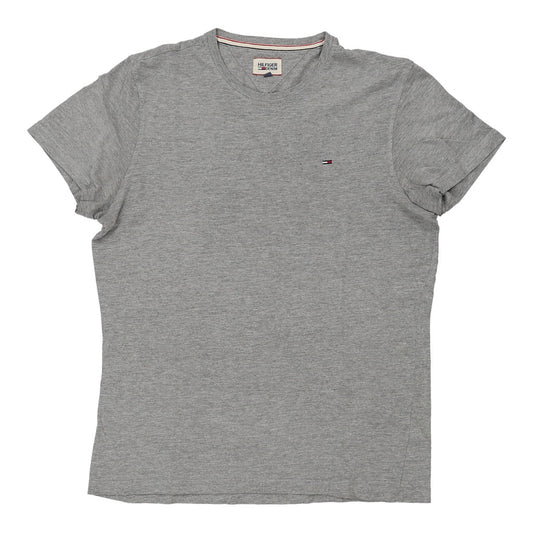 Vintage Hilfiger Denim T-Shirt - Large Grey Cotton