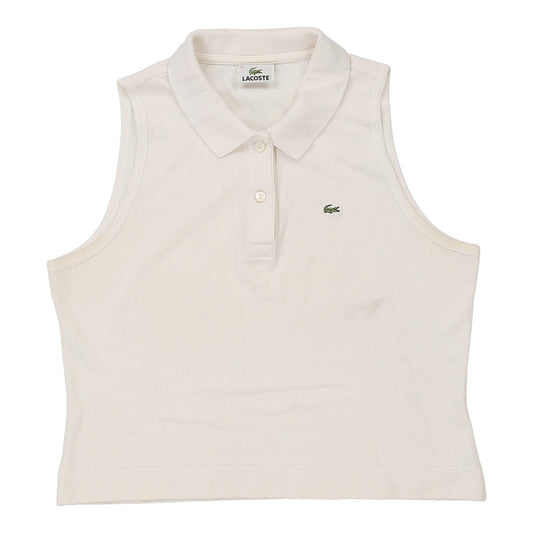 Vintage Lacoste Polo Top - Small White Cotton