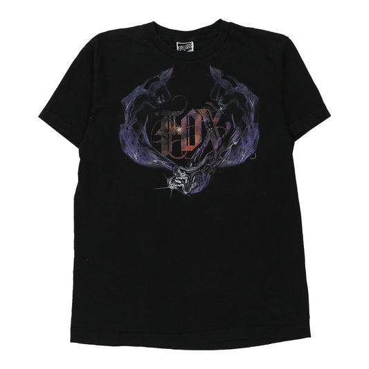 Vintage Fox Graphic T-Shirt - Medium Black Cotton