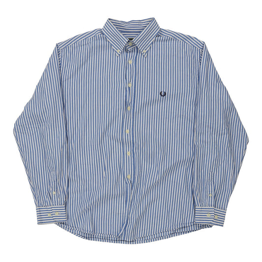 Vintage Fred Perry Striped Shirt - 2XL Blue Cotton