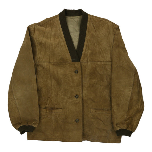 Vintage Unbranded Suede Jacket - Large Khaki Leather