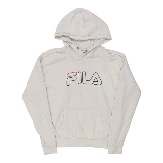 Vintage Fila Spellout Hoodie - Small White Cotton