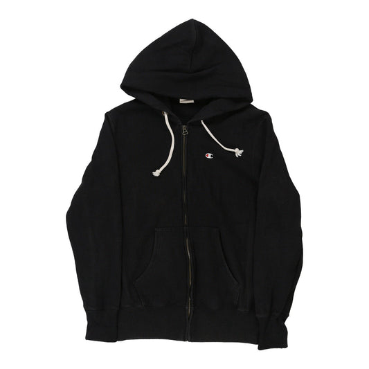 Vintage Reverse Weave Champion Hoodie - Medium Black Cotton Blend
