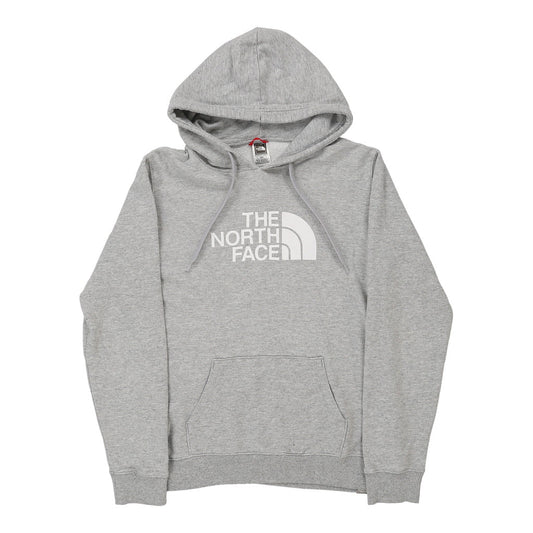 Vintage The North Face Spellout Hoodie - Medium Grey Cotton Blend