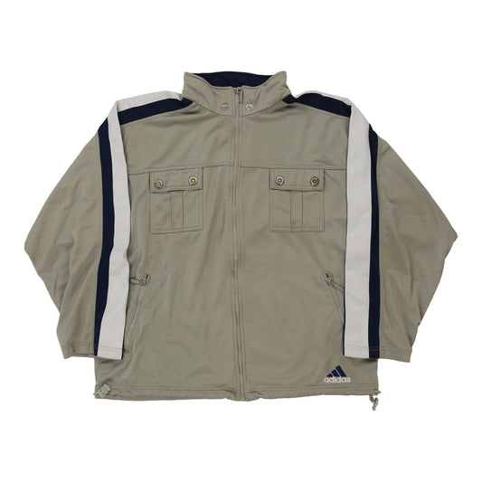 Vintage Adidas Oversized Track Jacket - Medium Beige Polyester