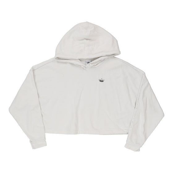Adidas Cropped Hoodie - Small White Cotton - Thrifted.com