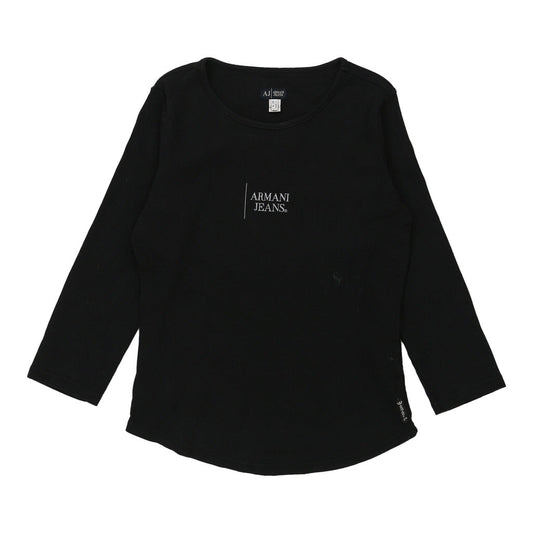 Vintage Armani Jeans Spellout Long Sleeve T-Shirt - Medium Black Cotton