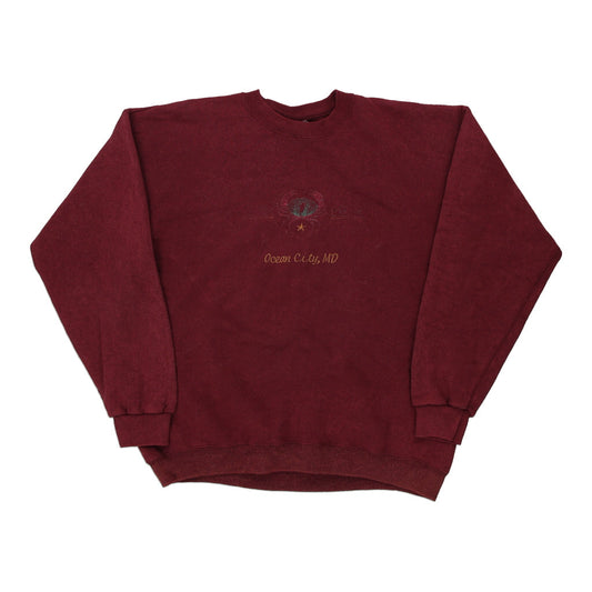 Vintage burgundy Made in USA Ocean City Lee Sweatshirt - mens x-large