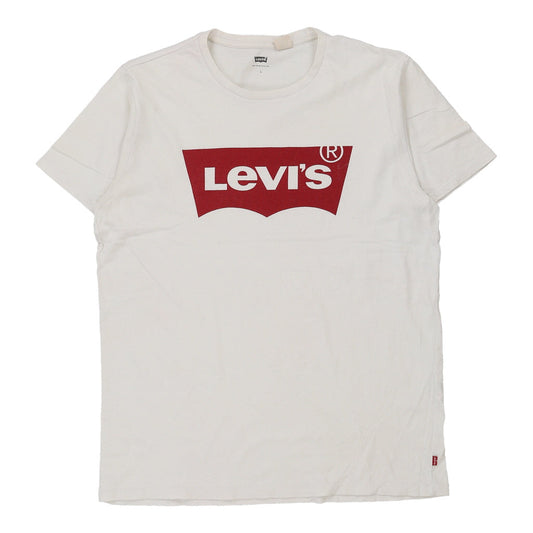 Vintage Levis Spellout T-Shirt - Large White Cotton