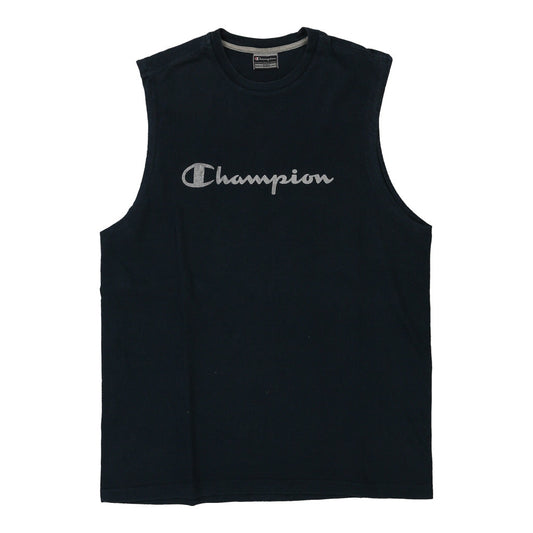 Vintage Champion Spellout Vest - 2XL Navy Cotton