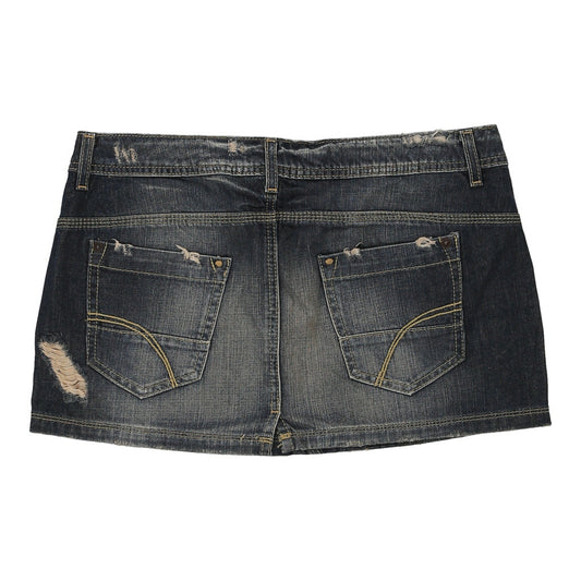 Vintage Benetton Mini Denim Skirt - 34W UK 14 Dark Wash Cotton